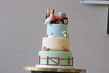 Novelty Farm Themed Wedding Cake With Tractor