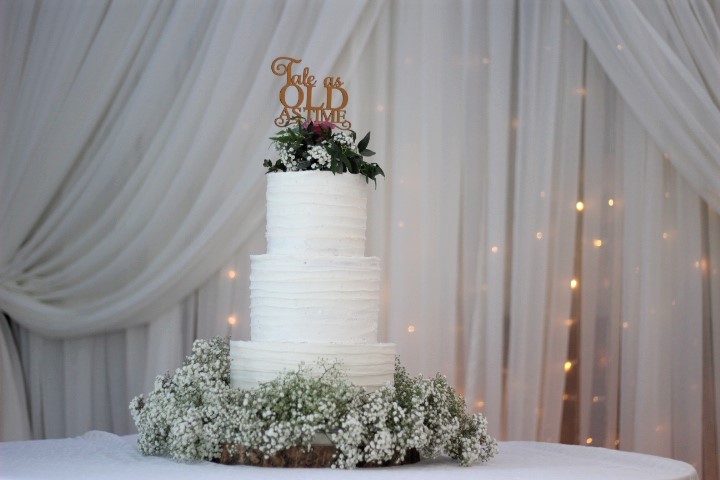 Textured Buttercream Wedding Cake With Personalized Cake Topper