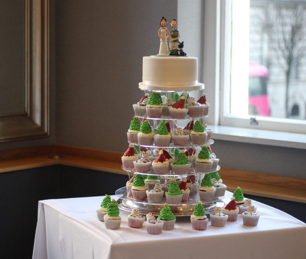 Christmas Cupcake Tower Wedding Cake