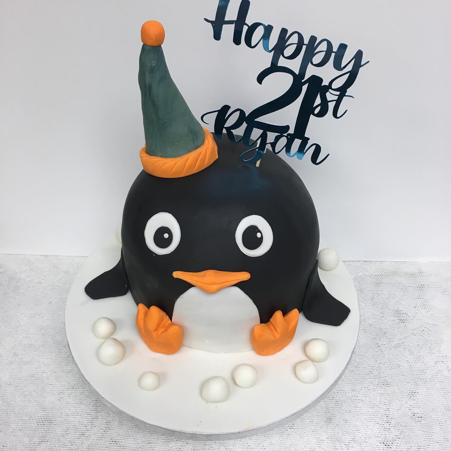 Penguin Shaped Birthday Cake