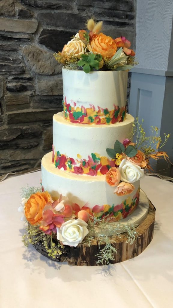 Semi Naked Watercolour Wedding Cake