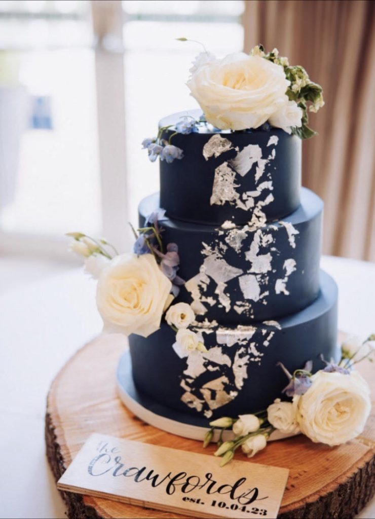 Wedding Cake With Edible Silver Leaf